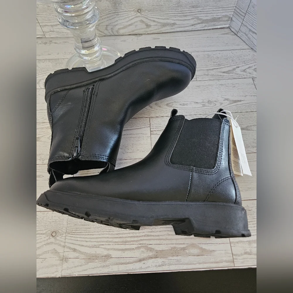 ZARA Kids Black Leather Chunky Boots Size 12.5 US (EU 30) Stylish & Durable